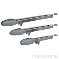 Kitchen Tong Set Stainless Steel With Silicone Tips - Non Stick - Easy Grip - Heat Resistant - Heavy Duty For Cooking Baking Grilling And Serving (Pack Of 3) Extra Long 14" 12" 9" inch (Gray) - B01M0FZKQM